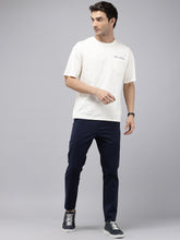 Men's Navy Blue Cotton Caribbean Slim Fit Solid 5 Pocket Cross Pocket Trouser